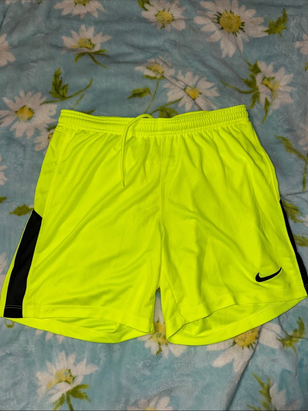 Nike women’s Neon Yellow Athletic Shorts with Black Side Panels
